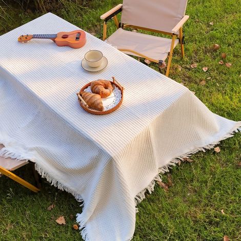 Ede Couleur crème 90x210cm Nappes d'extérieur, tapis de tente de camping, tapis de pique-nique, couvertures de camping, nappes pour stands, sets de table basse (1/5)