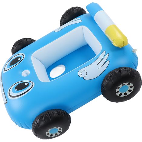 Bateau gonflable d'été en forme de voiture pompier pour bébés, flotteur de piscine bleu (1/5)