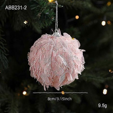 Boule de Noël rose en peluche et mousse, pétales, décorations pour sapin, pendentif, accessoires de bricolage, 8 cm, boule de Noël C (1/5)