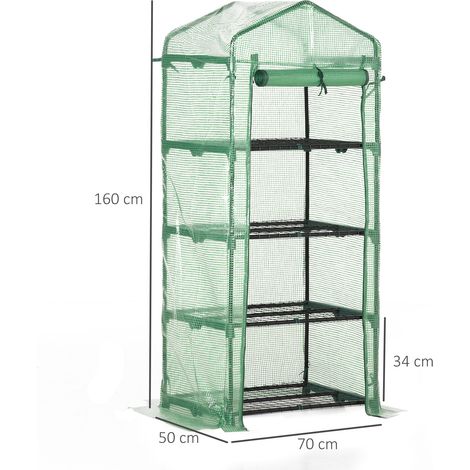 Serre en aluminium 70x50x160cm avec 4 étagères pour plantes,cadre froid vert,idéal pour les amateurs de jardin