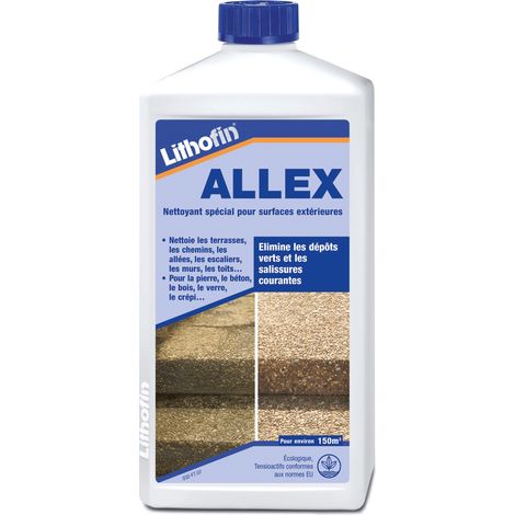Lithofin – Nettoyant pour dépôts verts concentré 1 l – Élimine mousses et lichens – Pour terrasses, murs en béton et pierres naturelles – Application facile