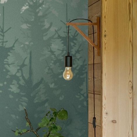 SILAMP Applique murale bois naturel 22cm pour ampoule E27 (1/2)