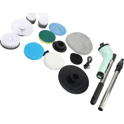 Nettoyeur rotatif électrique 2 vitesses IPX7 résistant à l'eau brosse de nettoyage sans fil puissance avec 9 têtes de salle de bain cuisine vert (1/2)