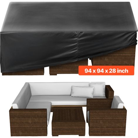 VEVOR Copertura Quadrato per Mobili da Giardino da 239 x 239 x 71 cm Grande Copertura Impermeabile per Tavolo e Sedie da Pranzo da Esterno 420D, con Presa deAria per Tutte Stagioni, Nero