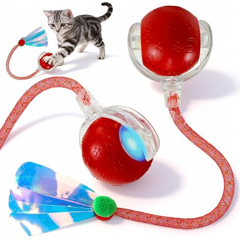 Jouets pour chats, jouets pour chats d'intérieur, jouets interactifs pour chats, balle interactive automatique rotative à 360° pour chats, activation intelligente, lumière LED, rechargeable par USB-C,