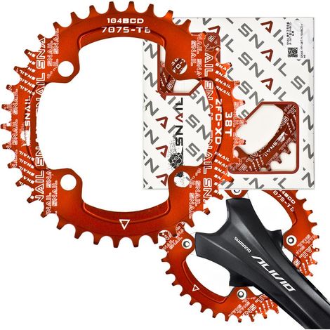 Schnecken-Kettenblatt für 1x-Kurbelgarnitur, 104 mm Lochkreis, 38 Zähne, Narrow Wide, Rot (1/5)