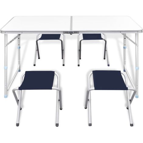 INLIFE Jeu de table pliable de camping et 4 tabourets 120x60 cm (1/5)