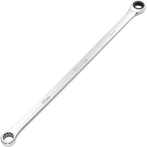 Draper Hi-Torq® 12mm Extra-Long Double Ring Ratchet Spanner – Metric Chrome Finish, Model 27767 (1/2)