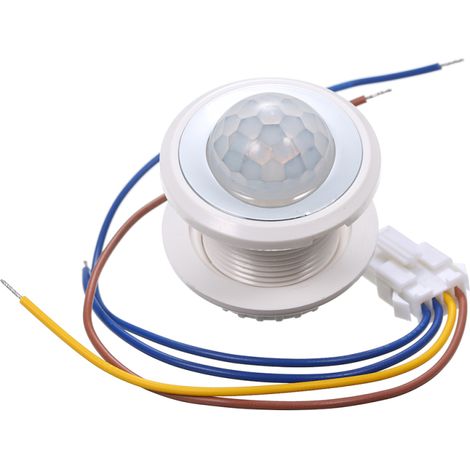 Mini detector de movimiento PIR de 40 W, AC100-265 V, retardo de tiempo de 15 s/45 s/5 min, umbral de luz ajustable.