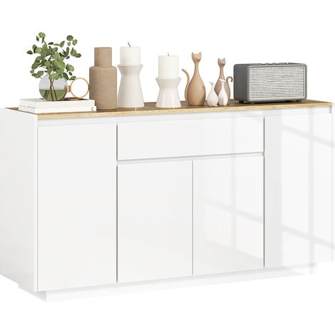 Credenza con 1 Cassetto e 3 Armadietti 140x40x75 cm Bianco (1/5)