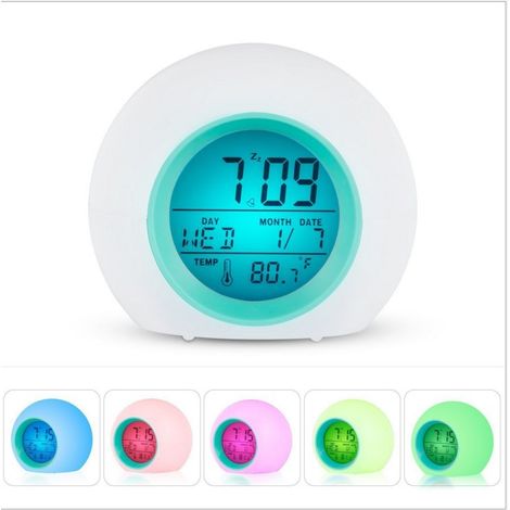 Digitaler LED-Wecker für Kinder mit einstellbarer Farbtemperatur, Nachtlicht und Nachttischlampe – ideal für Kinderzimmer, geeignet für Mädchen und Jungen und ein perfektes Geschenk. (Batterien nicht 