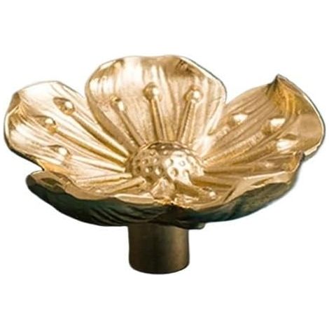 Poignée de porte meuble en laiton avec motif fleur prunier dorée (1/5)