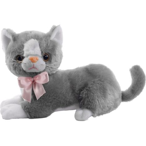 Gatto grigio Flico con fiocco 34 cm