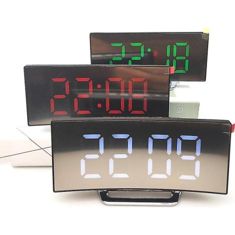 Réveil numérique LED rouge pour bureau, horloge électronique de table avec fonction snooze, affichage digital lumineux (1/4)
