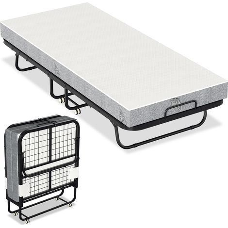 Wolketon Gästebett klappbar 90x200 cm, 13 cm Komfortmatratze, bis 200 kg, mit Rollen und Schutzbezug (1/5)