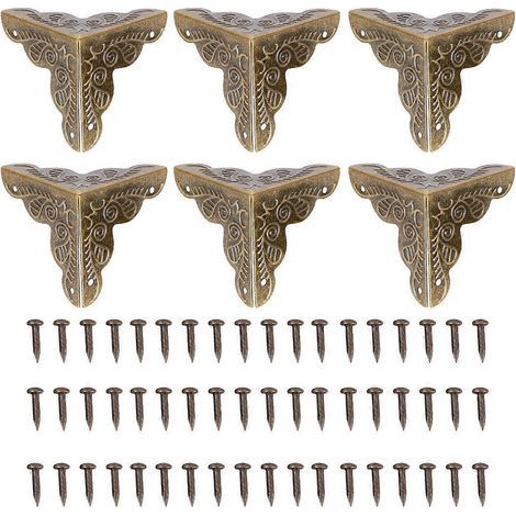 30 dreieckige, geschnitzte Eckenschützer aus Rattan für Holzkisten, mit 120 Nägeln (schwarz) – 3,50 x 2,50 x 2,50 cm (1/3)