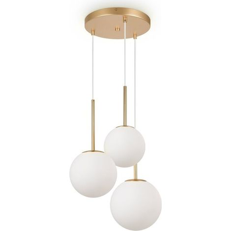 [GEBRAUCHT] B-Ware Maytoni Hängeleuchte Pendelleuchte Basic form 3-flg dimmbar gold weiß Ø40cm (1/2)