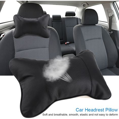 Atmungsaktives, weiches Auto-Kopfstützenkissen, 1 Stück, Kopf- und Nackenstütze, Halswirbelstütze, komfortables Kissen (Schwarz) (1/5)