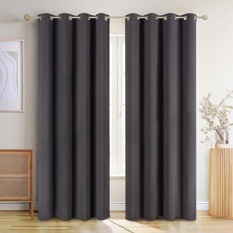 Lot de 2 Rideaux Occultants, Thermique Isolant, Œillets 4cm, Polyester, Pour Salon Chambre (1/5)