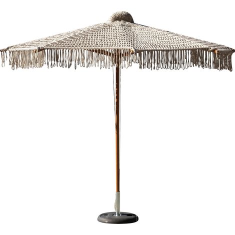 Moia Greenwood Ombrellone Macramé Beige Corda Legno Ø 2,5 m