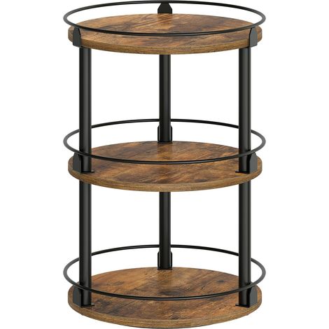 Drehbarer 3-stöckiger Gewürzständer, Küchenarbeitsplatte, Schminktisch, Büro, braun/schwarz