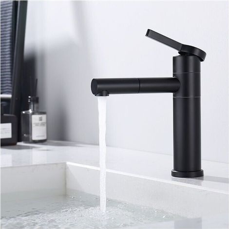 Bathroom faucet, 360° swivel, black basin mixer, stainless steel basin faucet - basin faucet (1/4)