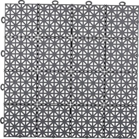 Dalle Plastique Gris Anthracite Clipsable Épaisseur 12mm - Motif Carreaux 30x30 cm - Usage Intensif Extérieur - Lot de 11 Dalles (1 m²) (1/4)