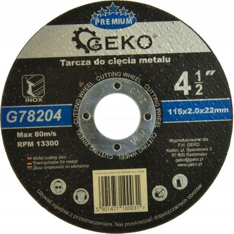 Geko Premium disque de découpe métal 115 mm 2,0 mm (1/3)