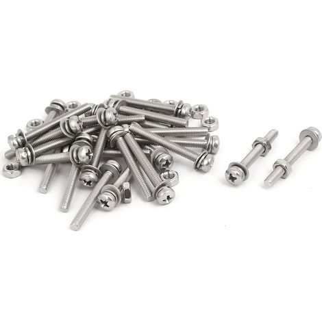 M3x25mm vis tête cruciforme écrou vis avec Rondelle Acier inox 304 25 Set (1/3)
