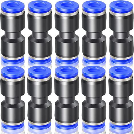 Auspicious - 10 Stück blaue, gerade Steckverbindungen mit 12 mm Außendurchmesser (pu-12) (1/5)