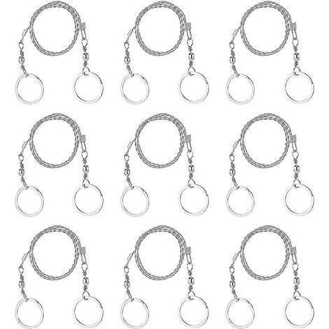 Scie à fil de survie en acier inoxydable (lot de 9), scie à câble de poche pour corde, scie de survie d'urgence (1/5)