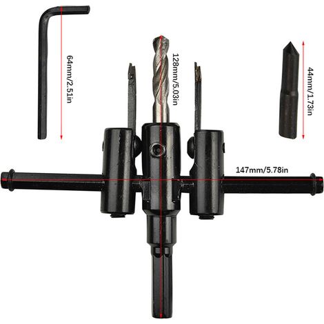 Tringle réglable type avion pour perçage, acier allié, ouverture bois et plâtre, fraise pour spot encastré audio (1/2)