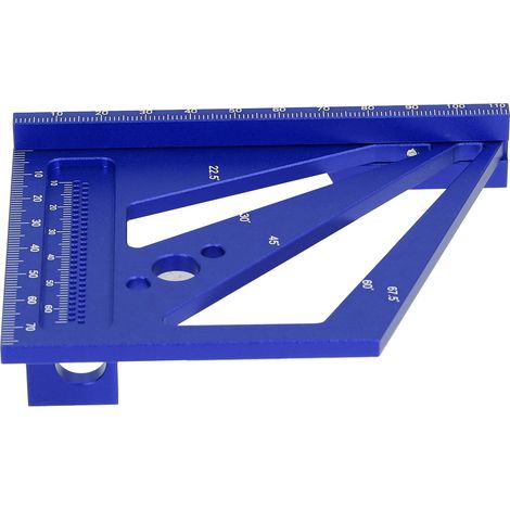 Règle de mesure 3D multi-angles pour bois, équerre de traçage 22,5-90 degrés, rapporteur en alliage d'aluminium bleu (1/5)