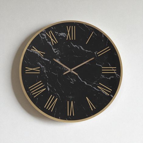 Orologio rotondo D60 cm in kerlite Nero con dettagli Rame BLAISE (1/2)