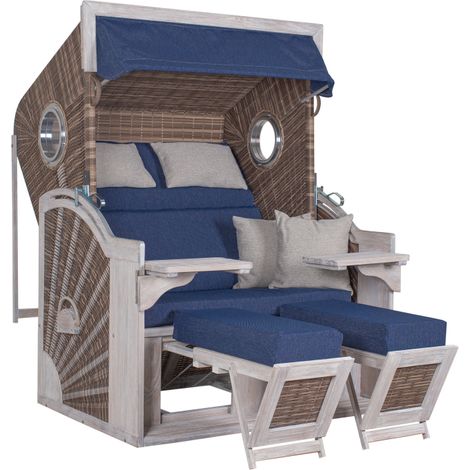 deVries Strandkorb PURE® SEASIDE XL PE Des. 504 white kubu 135 x 92 x 165 cm
