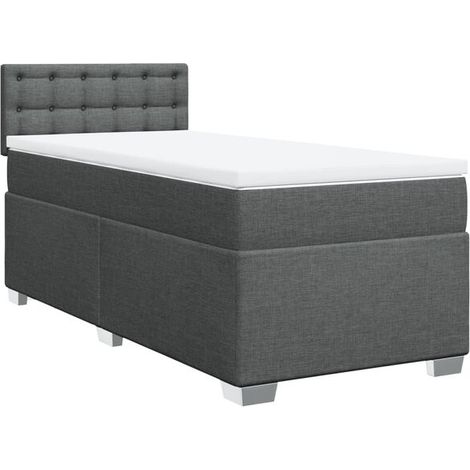 Cadre de lit en tissu, matelas inclus, gris foncé, 80 x 200 cm (1/5)