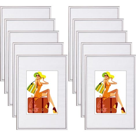 WOLTU 10x Cadre Photo 21x29, 7cm(A4) en Plastique pour Chambre/Bureau/Salle d'étude, Argent (1/5)