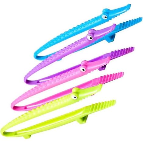 Lot de 2 pinces alimentaires multifonctions en plastique en forme de crocodile, pour gâteaux, pains, barbecues et sucre. (1/5)