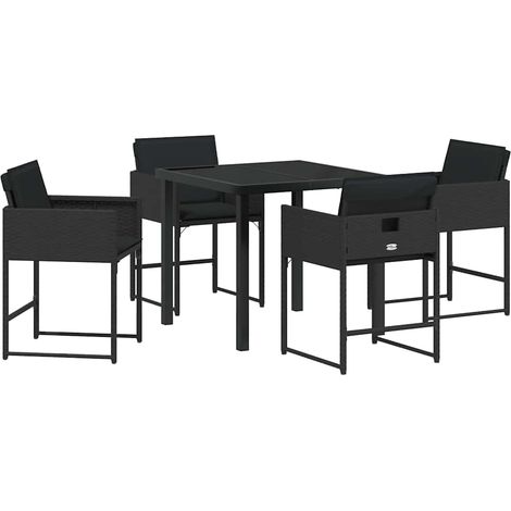 Garden Dining Set 5 pcs Black Poly Rattan vidaXL (1/5)