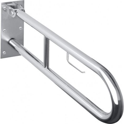 Barre d'appui U HELP 813 en acier avec supp. papier toilette 82,9cm (1/3)