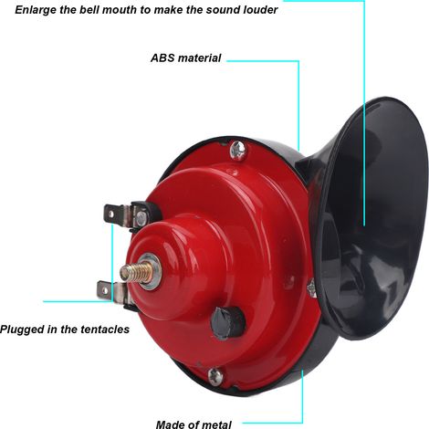Kit de bocina para UTV - Bocina doble potente de 12 V con relé e interruptor - Compatible con Polaris Ranger RZR General (Rojo) (1/5)