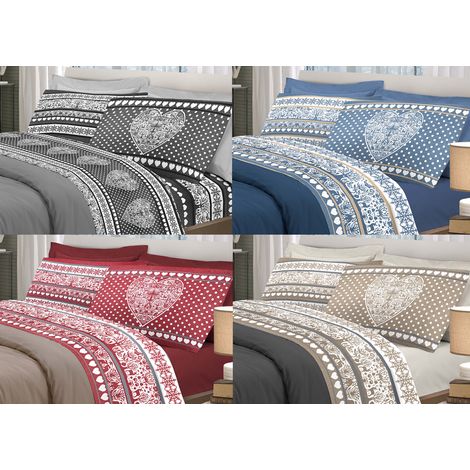 Completo Lenzuola Linea Pensieri Delicati 100% Cotone Disegno New Tirolo, misuraSingolocoloreGrigio (1/5)