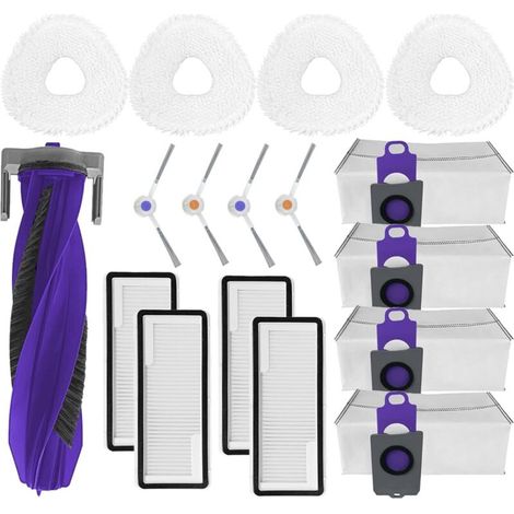 Kit de accesorios de 17 piezas para la aspiradora Narwal Freo Z Ultra: 1 cepillo giratorio, 4 cepillos laterales, 4 filtros HEPA, 4 mopas, 4 bolsas para el polvo. (1/4)