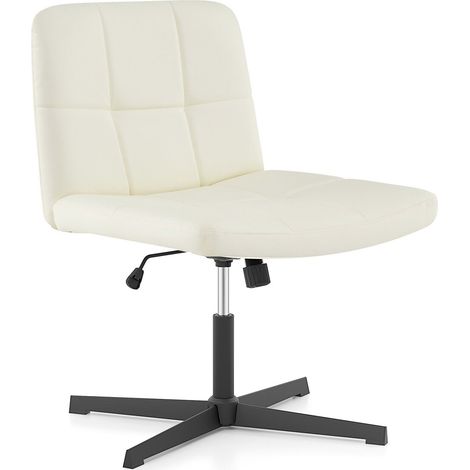 COSTWAY Modern Criss Cross Chair PU Leather Upholstered Armless Cross Desk Chair (1/5)