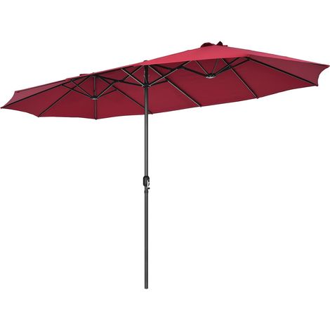 Parasol de Jardin Extérieur 470 x 280 CM Grande Taille XXL, Parasol Plage à 12 Côtes Manivelle, Rouge (1/5)