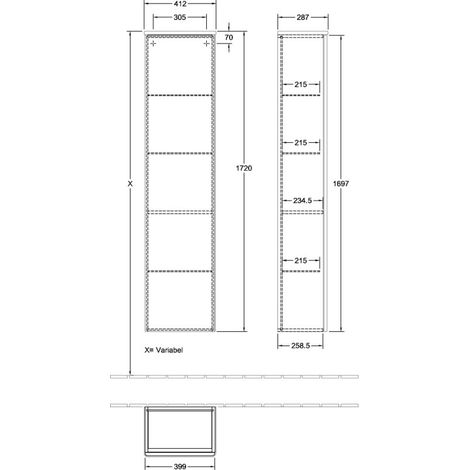 Villeroy & Boch K46100HM Armoire haute Antao K46 414x1719x287mm