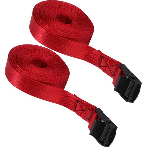 2 sangles d'arrimage en alliage de zinc noir avec boucle à pression, 25 mm, couleur bordeaux, 1 mètre. (1/5)