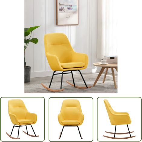 The Living Store Chaise à bascule Jaune moutarde Tissu - Chaises À Bascule - Fauteuil À Bascule - Chaise Relaxante - Mobilier Extérieur - Meubles De Jardin (1/5)