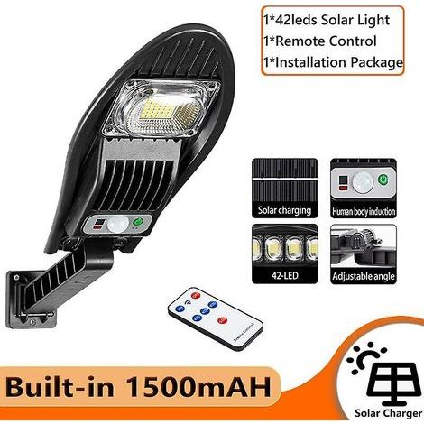 LaBlanc - 500w Amélioré 1500mah Réverbère Solaire Extérieur Étanche Led Pour Mur De Jardin Lampe Solaire À Angle Réglable Avec Modes À Distance,1Lampe solaire 42 leds (1/5)