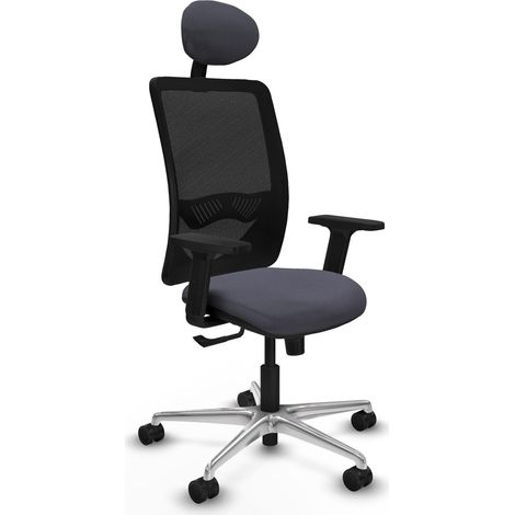 Chaise de bureau piqueras y crespo Zulema noir aluminium maille (1/2)